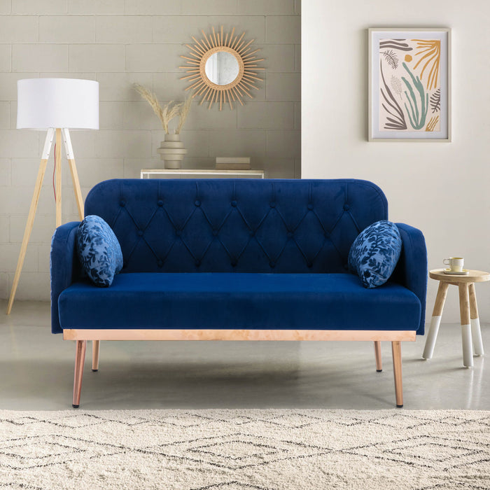 Modern Velvet  Sofa Futon - Navy