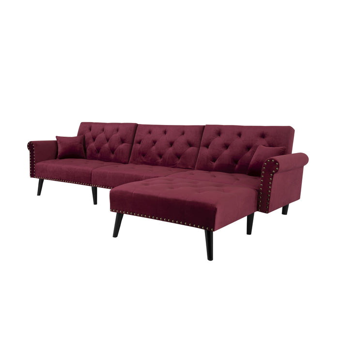 Convertible Sofa sleeper - red velvet