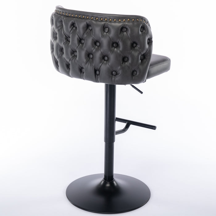 Modern PU Upholstered Bar Stools with Whole Back Tufted - Dark Grey