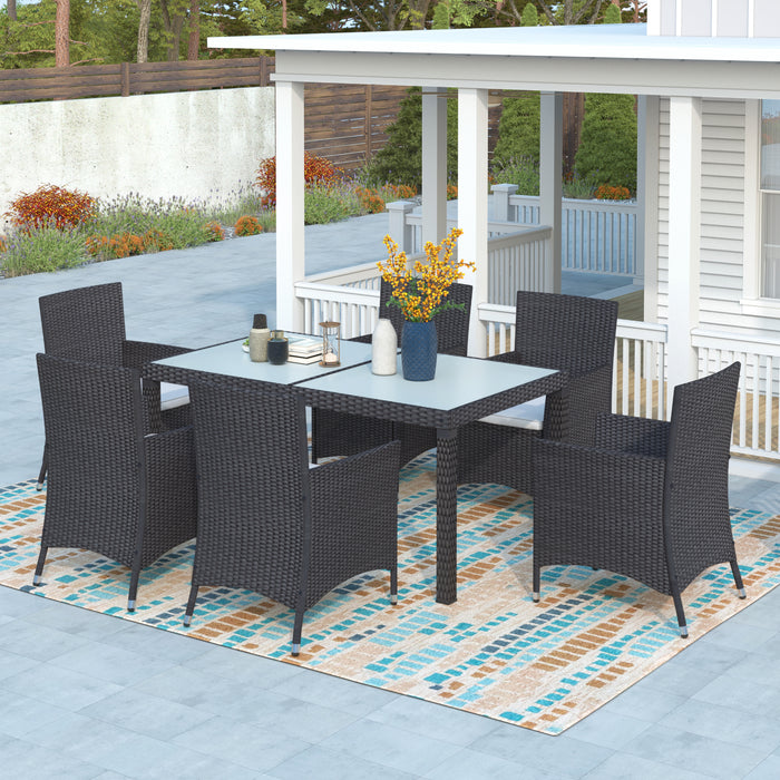 7-piece Outdoor Wicker Dining set - (Black)