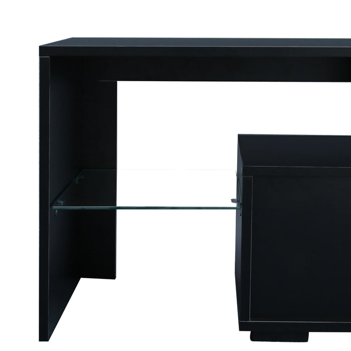 Modern Black TV Stand, w/Remote Control Lights