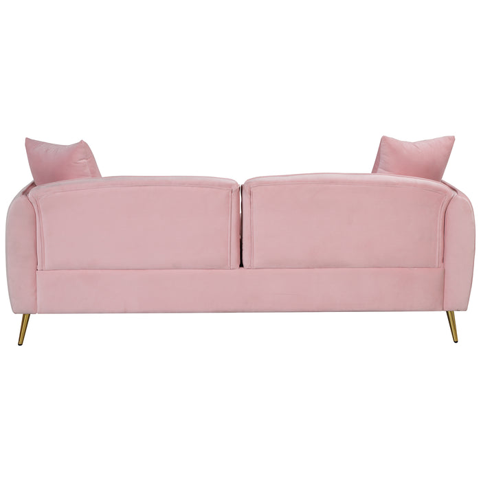 2 Piece Velvet Upholstered Sofa Sets, Pink