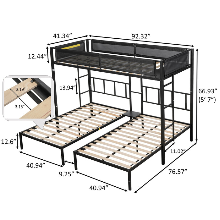 Triple twin bunk bed - Black