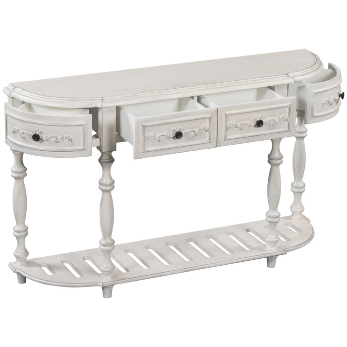 Modern and Contemporary Curved Console Table  for Hallway Living Room Bedroom - Antique White