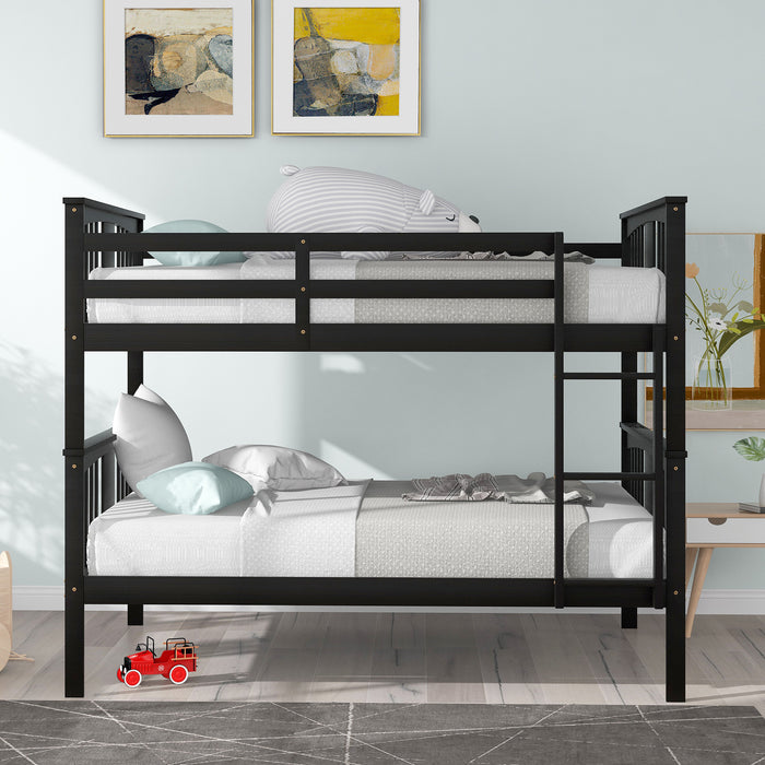 Full over Full Bunk Bed with Ladder  - Espresso