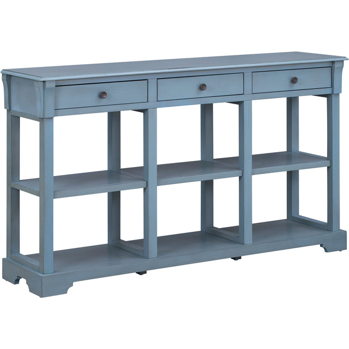 Retro Console Table/Sideboard with Ample Storage - Teal Blue