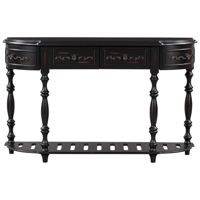 Modern and Contemporary Curved Console Table for Hallway Living Room Bedroom - Black