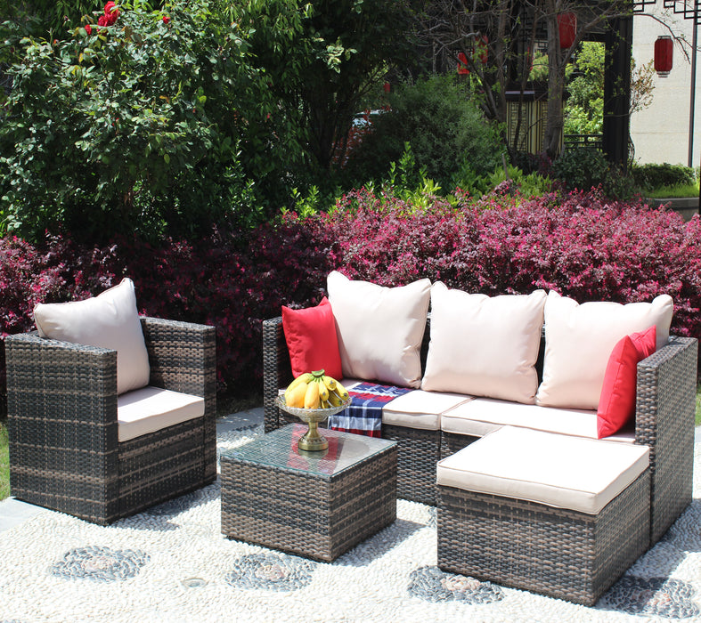 Rattan Patio Furniture Set (4 Pieces, Brown)