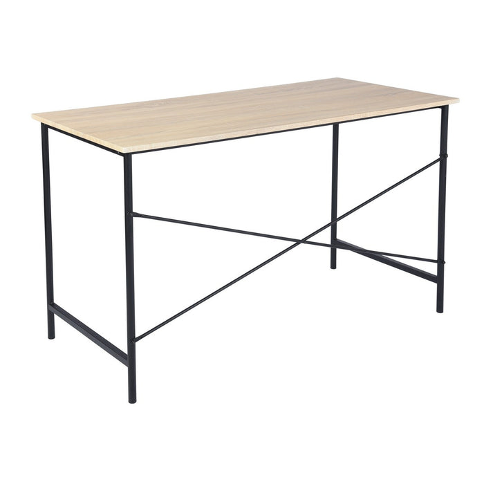 Metal Frame Home Office Writing Desk - Oak & Black