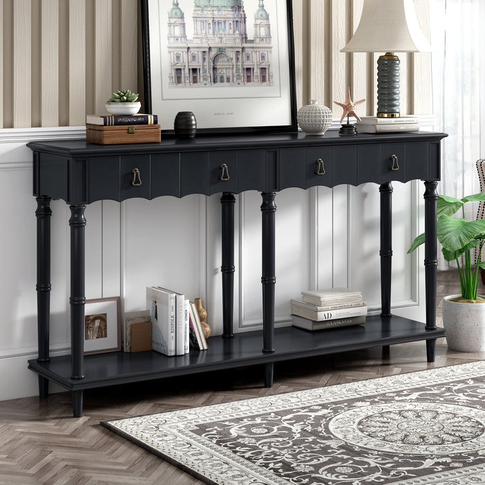 Country Console Table for Hallway - Antique Black