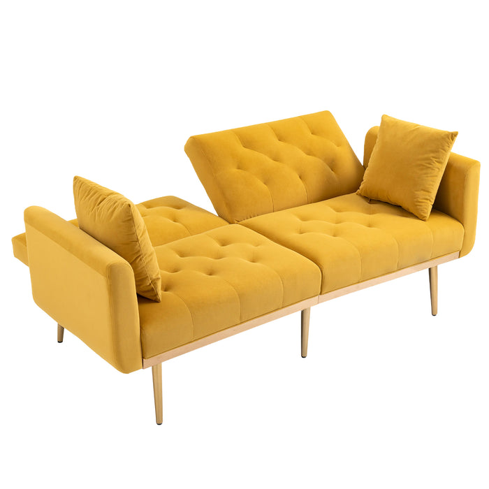 Modern Velvet  Sofa Futon - Mustard