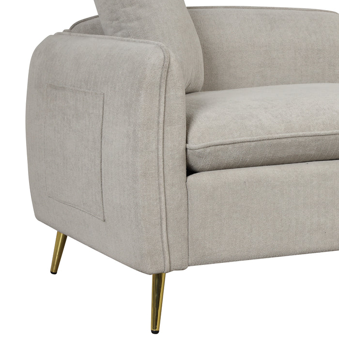 Modern Velvet Loveseat with 2 Pillows - Gray