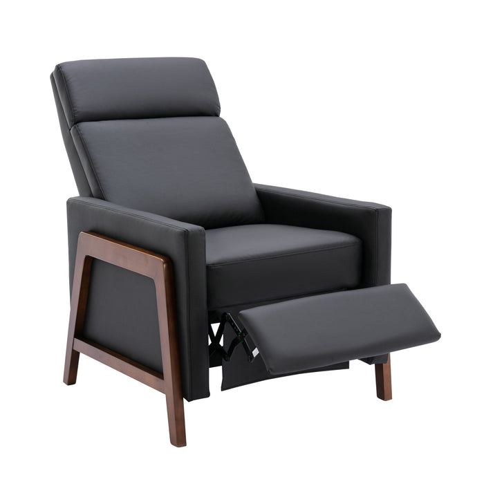 Set of 2 - Framed PU Leather Recliner Chair - Black