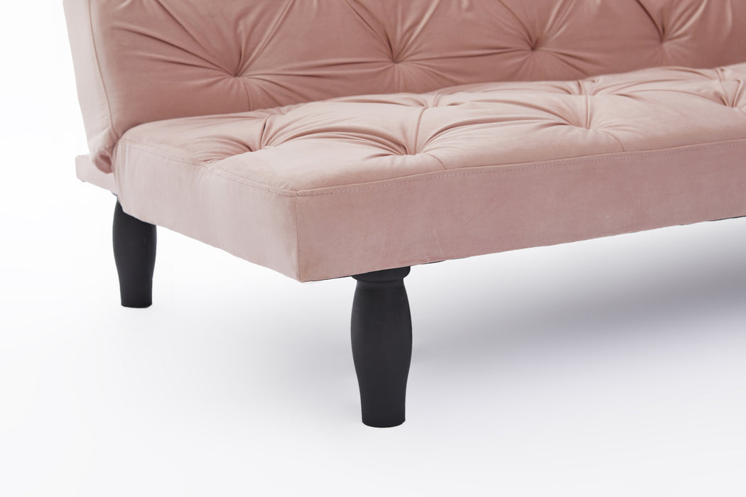 Pink Velvet Sofa Bed - Baby Pink