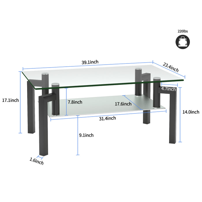 Rectangle Black Glass Coffee Table