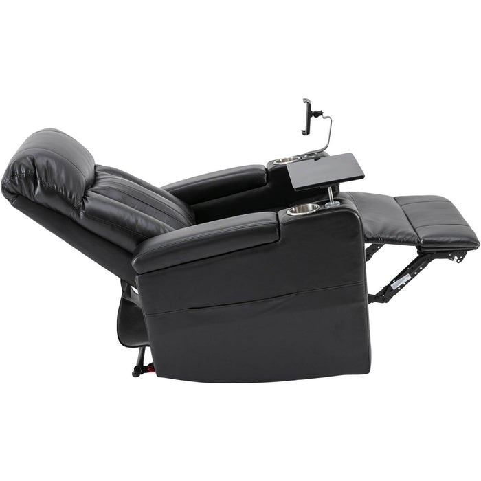 Premium Power Recliner with Storage Arms, Cupholders, Swivel Tray Table and Cell Phone Stand - Black