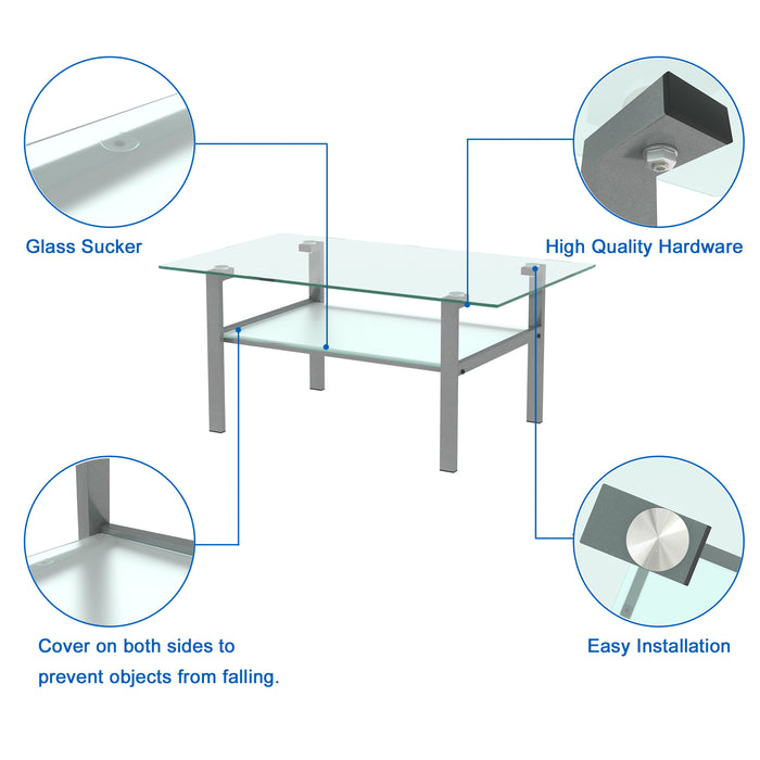 Transparent glass grey coffee table