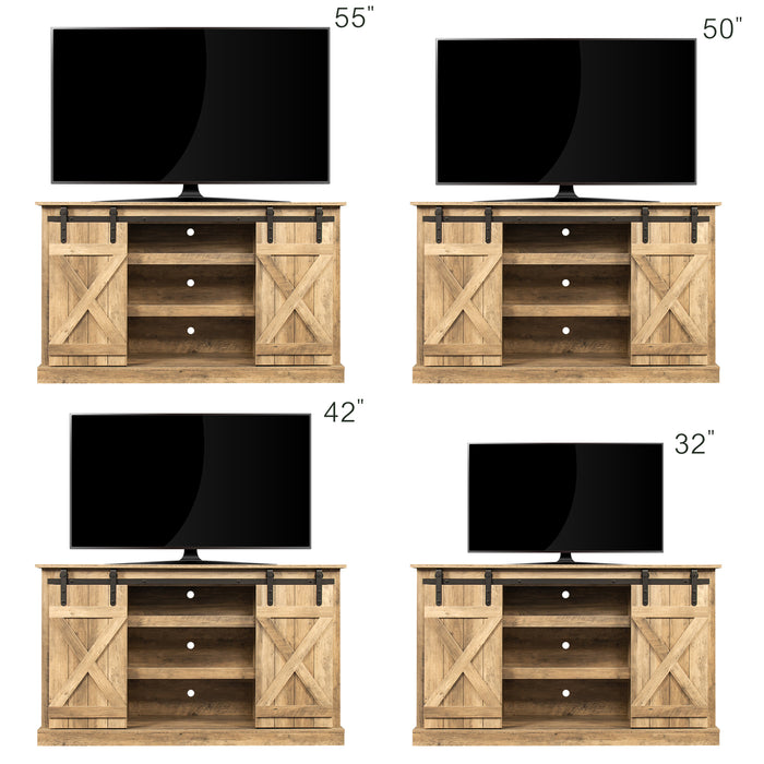 Farmhouse Sliding Barn Door TV Stand for TV up to 65 Inch