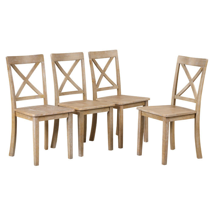 5 Piece Modern Dining Kitchen Table Set-Natural Wood Wash