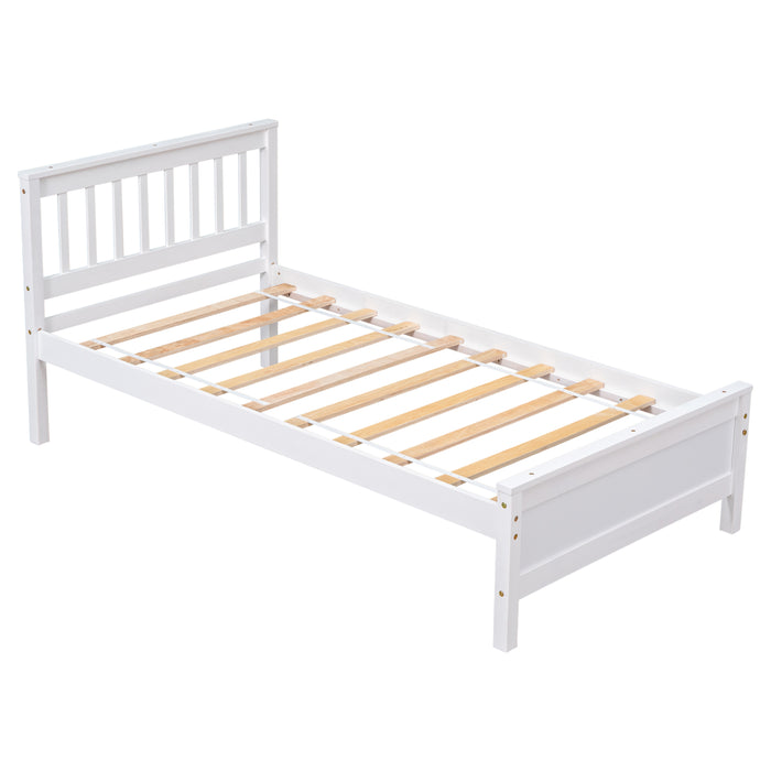 Twin Bed with with 1 Nightstand, White