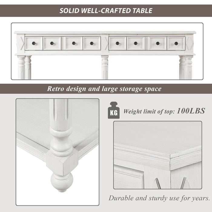 Retro Console Entryway Table - Antique White