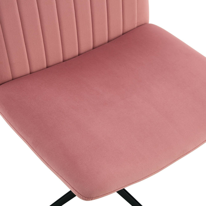 Pink Velvet Home Office Chair - No Wheels