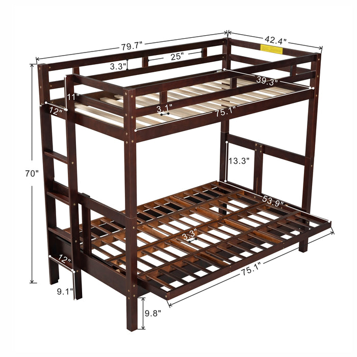 Twin over Full Bunk Bed - Espresso