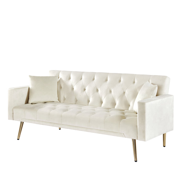 Convertible Folding Futon Sofa  - Cream White