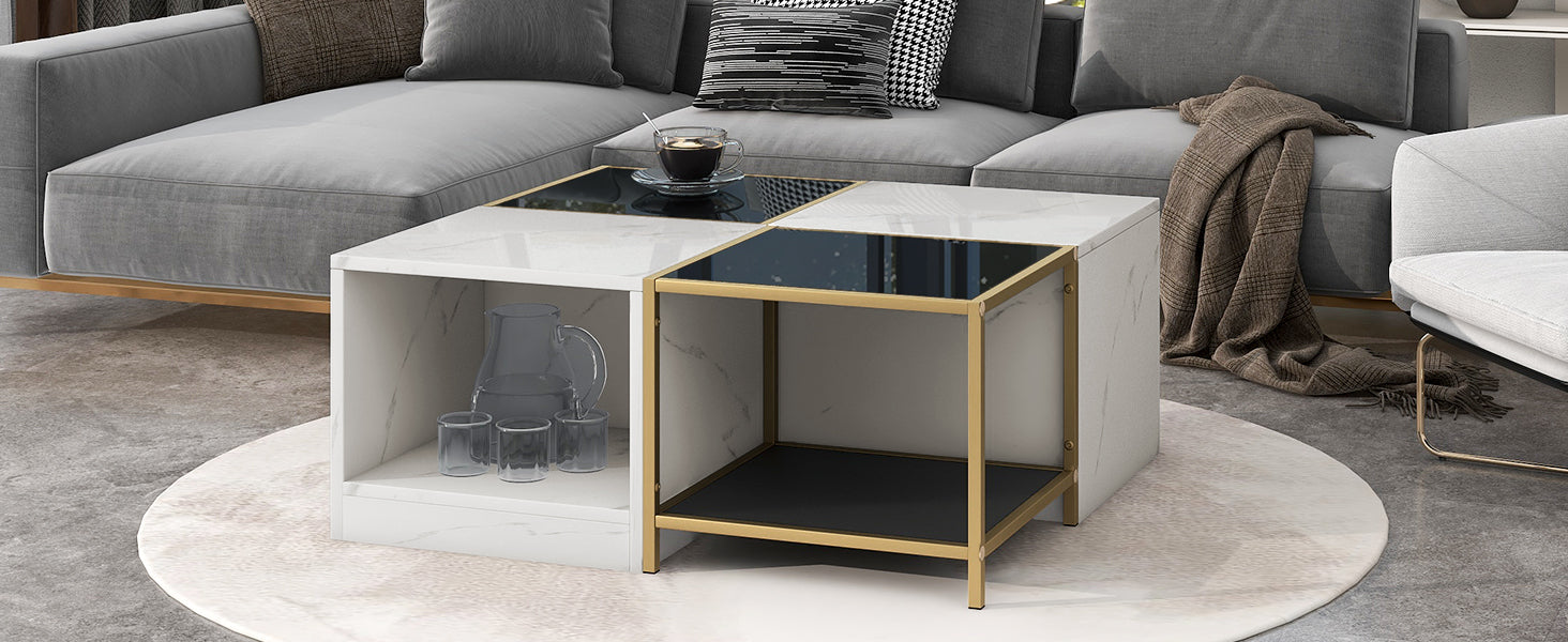 2-layer Modern Coffee Table with Metal Frame