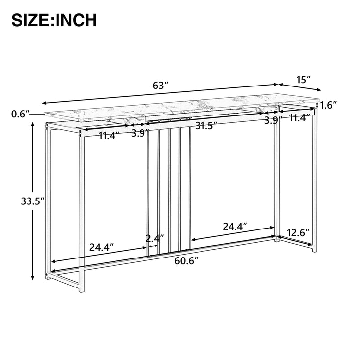 Modern Console Entryway Table for Entryway, Hallway, Living Room - White + Black