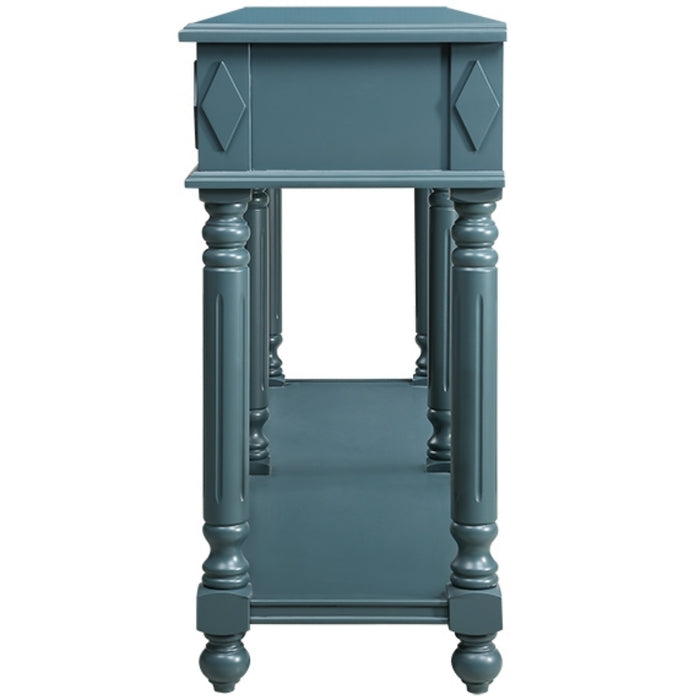 Retro Console Entryway Table - Dark Blue