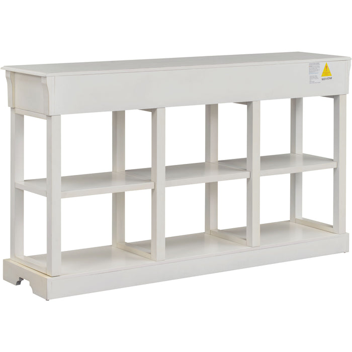 Retro Console Table/Sideboard with Ample Storage - Antique White