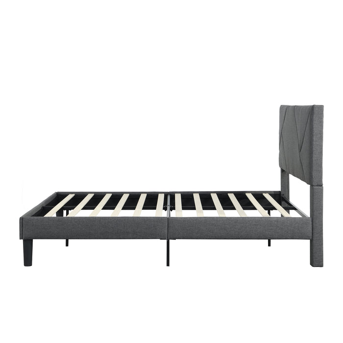 Queen Size Upholstered Platform Bed Frame with Headboard, Gray