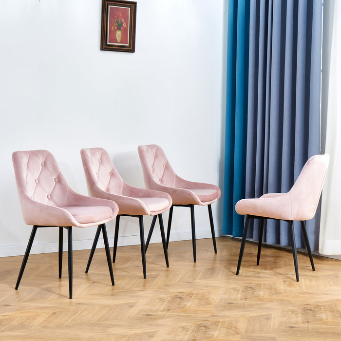 Modern Pink Velvet Dining Chairs (set of 2)