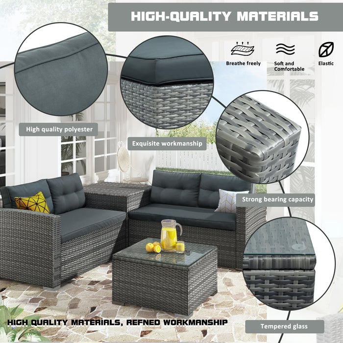 Outdoor Furniture Sofa Set with Large Storage Box