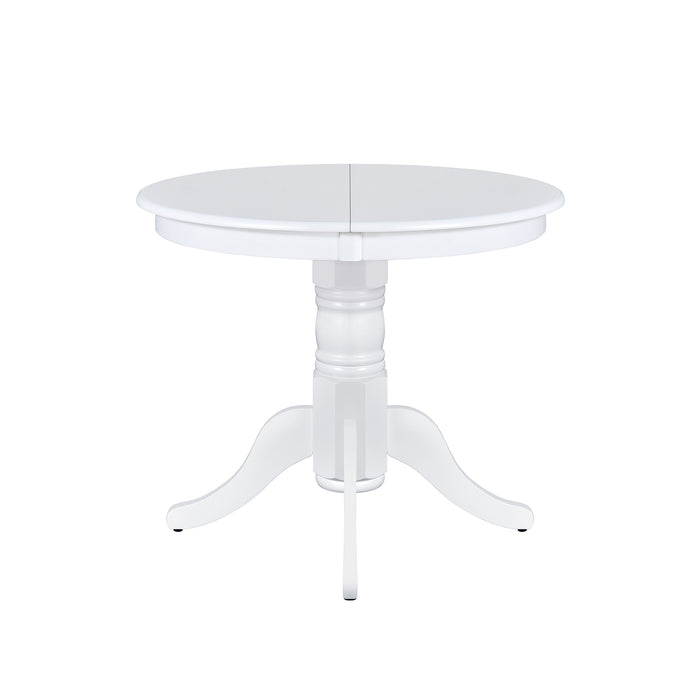 5-Piece Mid-Century Extendable Round Dining Table Set - White