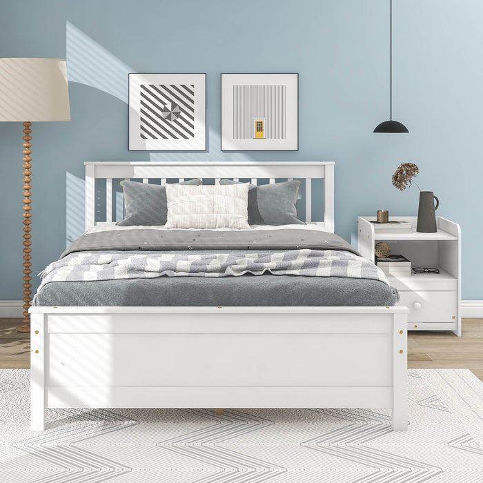 Full Bed frame with a Nightstand , White