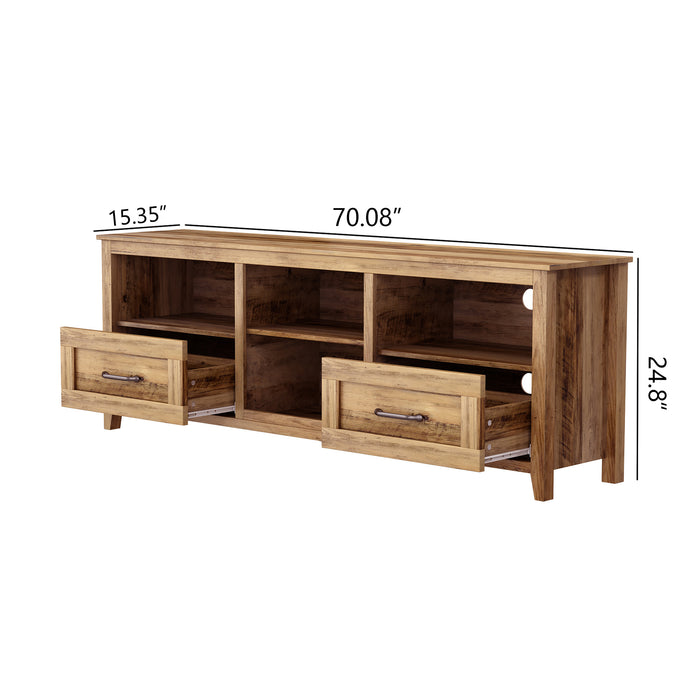 70.08 Inch TV Stand - Yellow Walnut