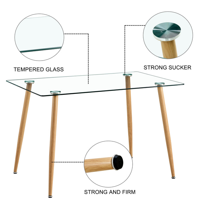 Modern Minimalist Rectangular Glass Dining Table