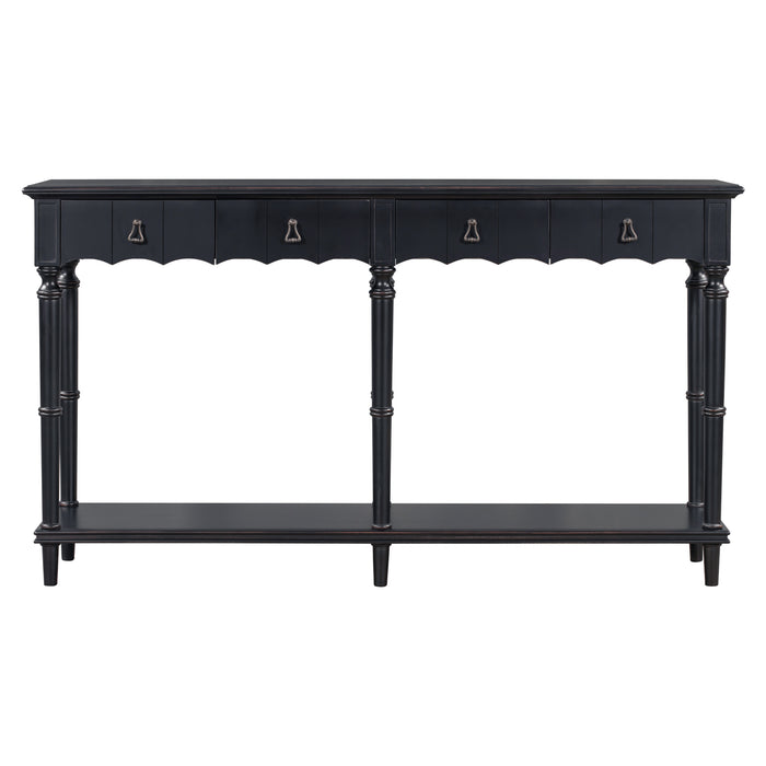 Country Console Table for Hallway - Antique Black