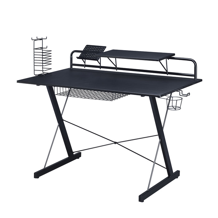 Sport TS-200 Carbon Computer Gaming Desk with Shelving, Black