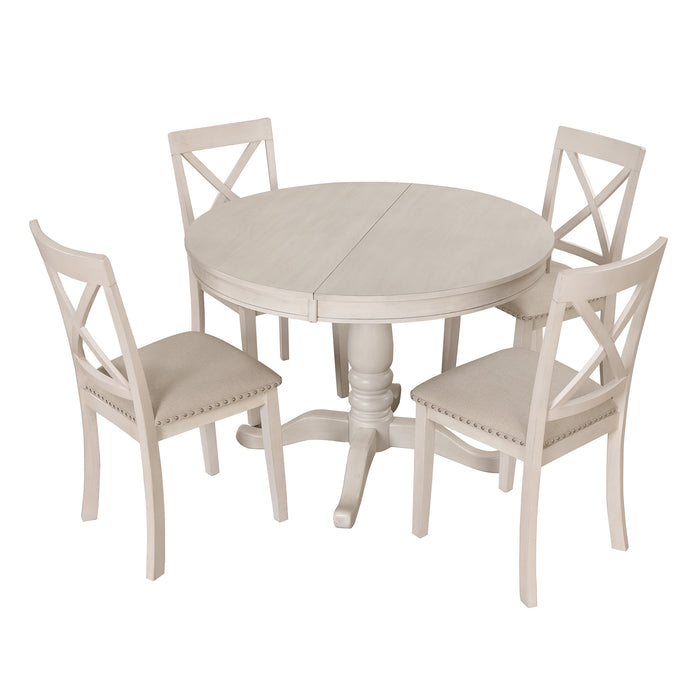 5 Piece Modern Dining Table Set - White