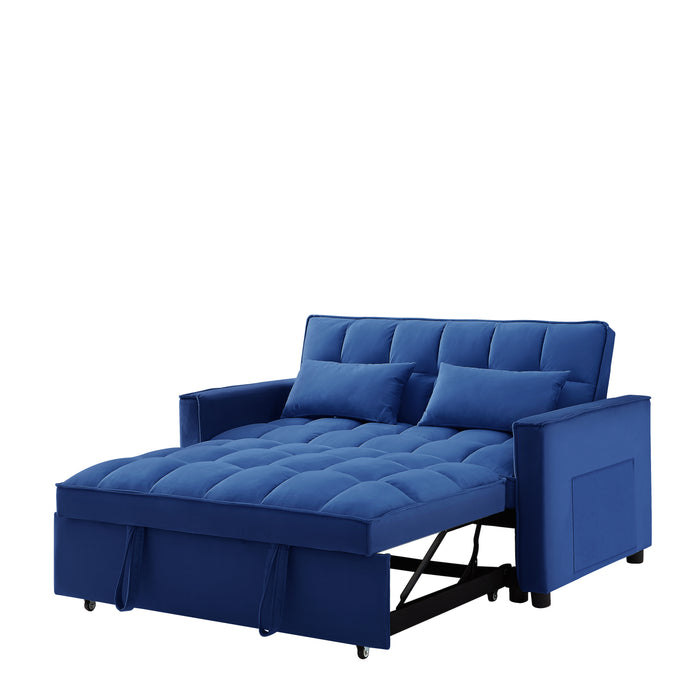 Modern Velvet Convertible Loveseat Sleeper - Blue