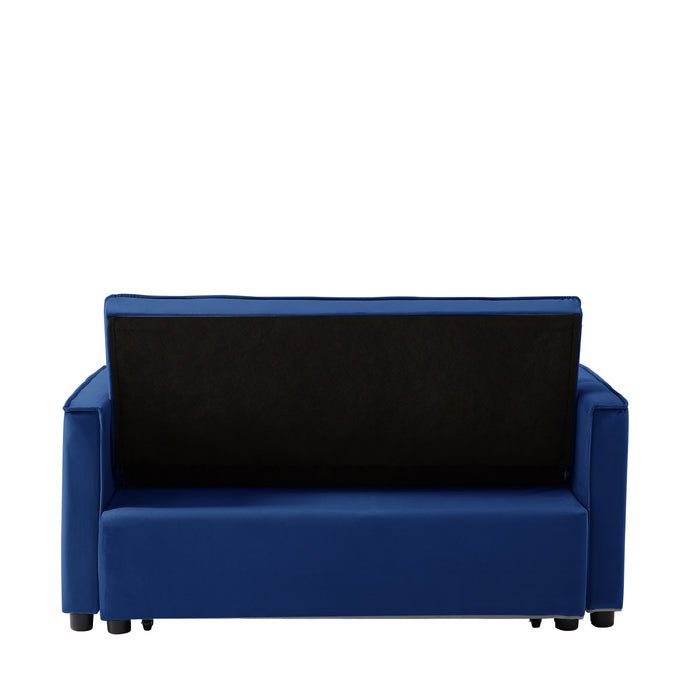 Modern Velvet Convertible Loveseat Sleeper - Blue