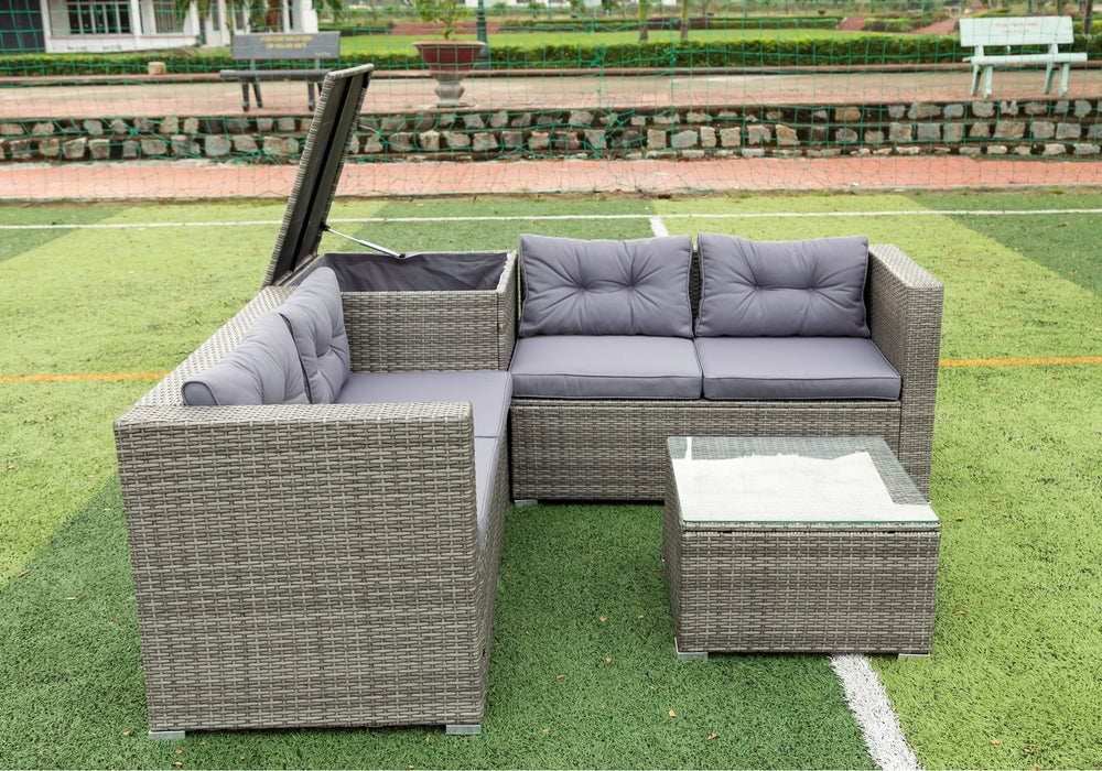 4 Piece Patio Sectional - Grey