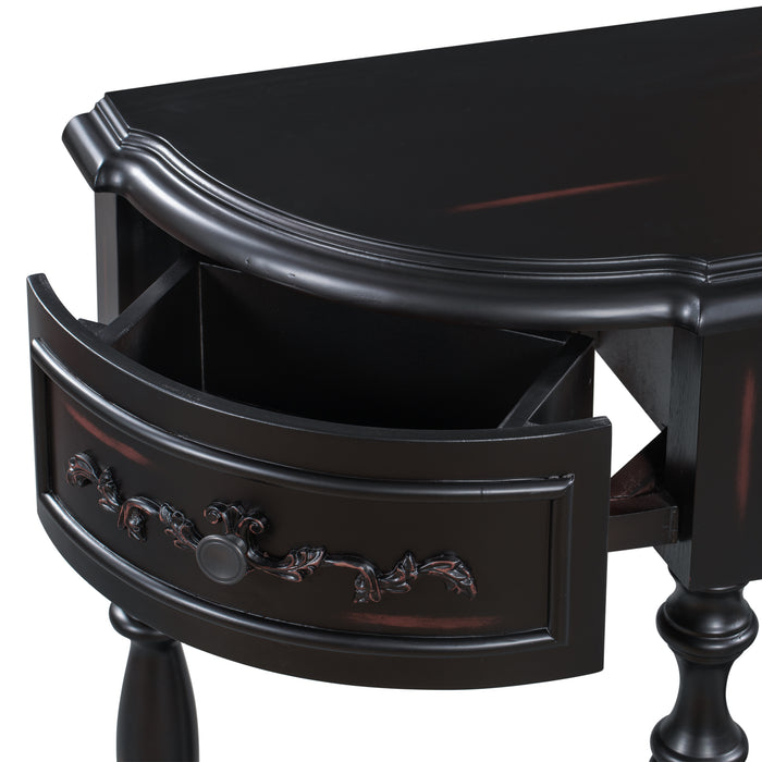 Modern and Contemporary Curved Console Table for Hallway Living Room Bedroom - Black