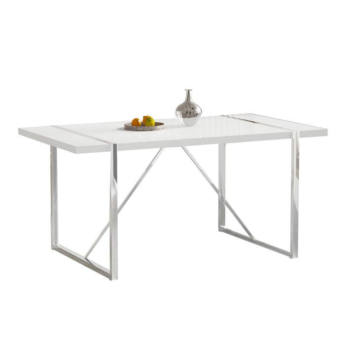 Rustic Industrial Rectangular MDF Wood White Dining Table