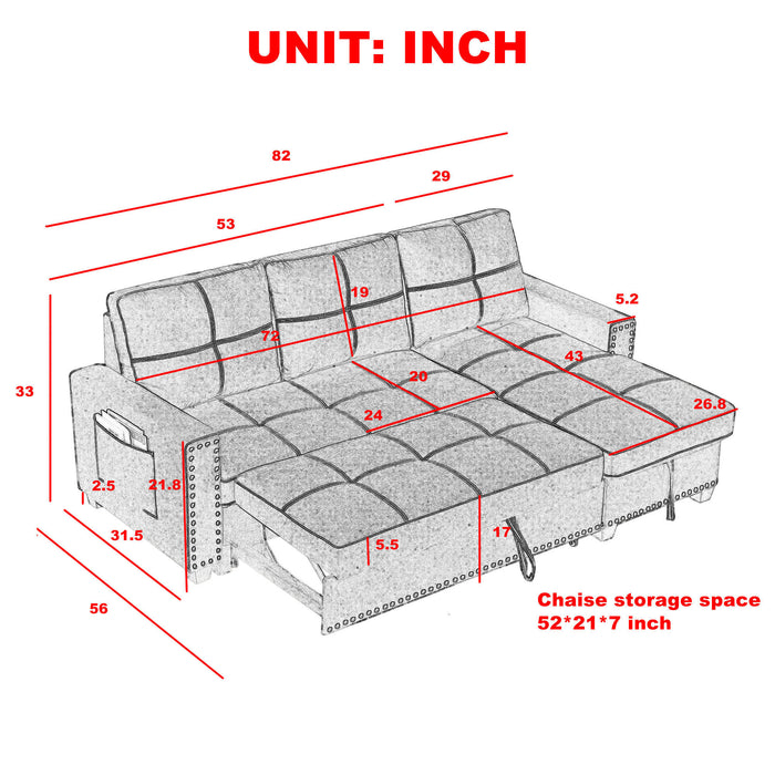 Reversible Sleeper Sectionalwith Storage Chaise