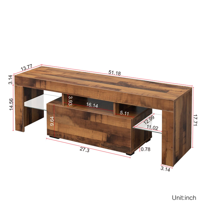 TV Stand with LED RGB Lights-FIR WOOD