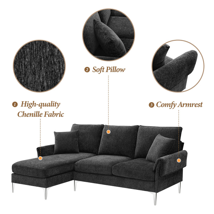 Convertible Sectional Sofa, Modern Chenille L-Shaped